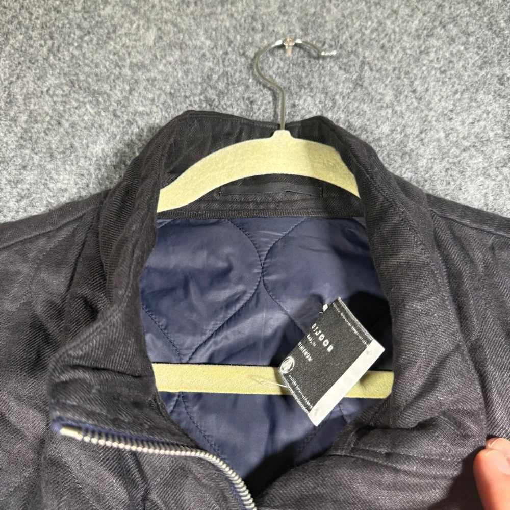 Boglioli Milano Quilted Gilet Vest Mens 44 100% Linen Gray Navy Made in Italy
